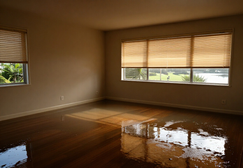 Flooded subfloor in a Cromer property with standing water
